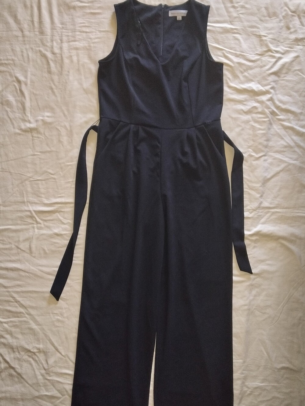 Emma & Michele Black Sleeveless Wide-Leg Jumpsuit with Waist Ties